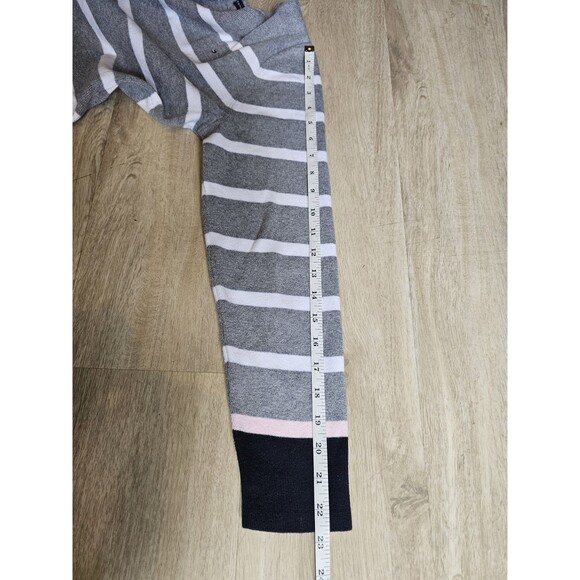 TOMMY HILFIGER Sweater Womens XL Striped Boat Neck Jumper Pullover Cotton Gray - Picture 4 of 6